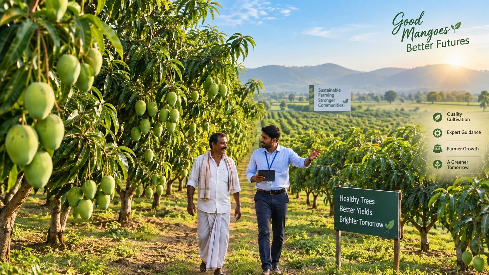 Lush green mango orchard